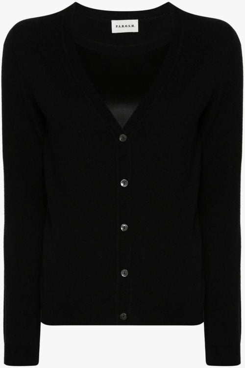 Cardigan Nero Donna a coste