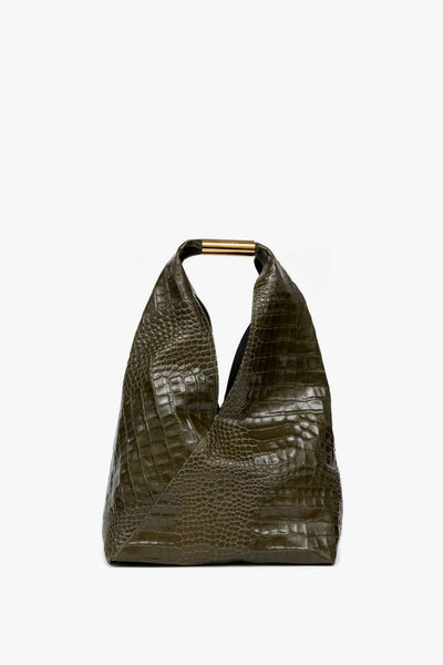 Borsa Verde Donna Effetto Coccodrillo