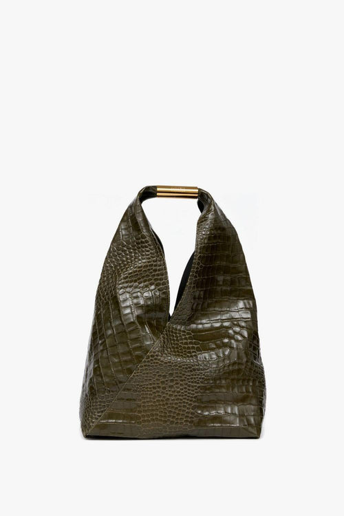 Borsa Verde Donna Effetto Coccodrillo