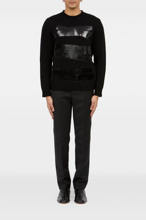 Maglia Nero Uomo Righe Lucide