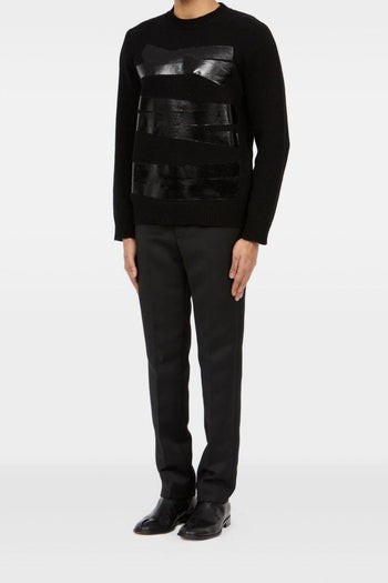 Maglia Nero Uomo Righe Lucide - 3