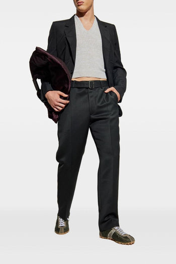 Uomo Pantalone Nero con Cintura - 2