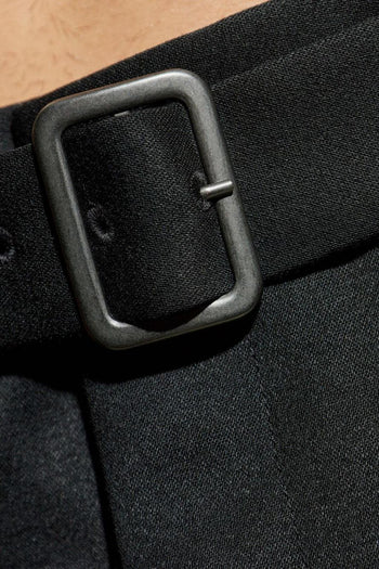 Uomo Pantalone Nero con Cintura - 4