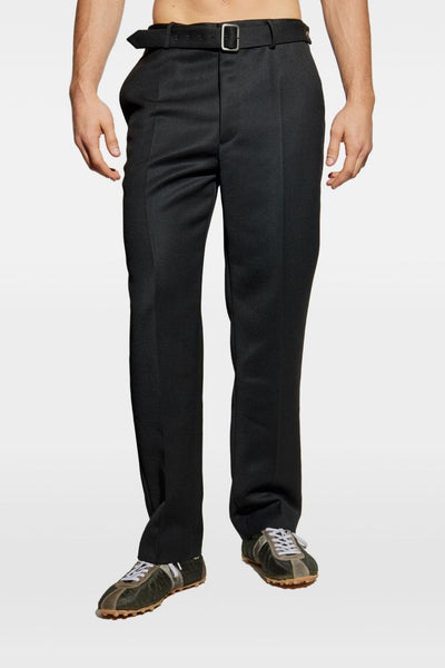 Uomo Pantalone Nero con Cintura