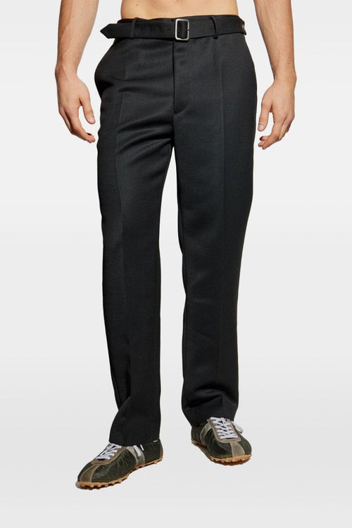 Uomo Pantalone Nero con Cintura