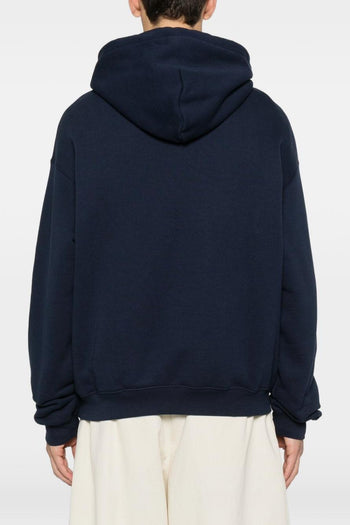 Felpa Blu Uomo Cappuccio Ricamo Logo - 4