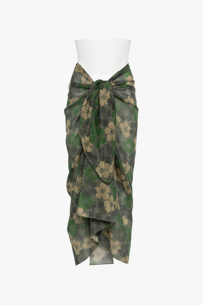 Saint Barth Pareo Hibiscus Camo Donna Verde