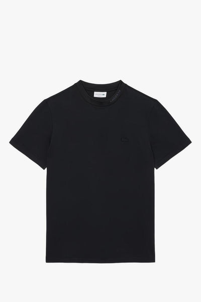 T-Shirt Logo sullo Scollo Uomo Nero