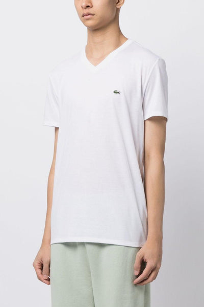 Uomo T-shirt Bianco Scollo a V