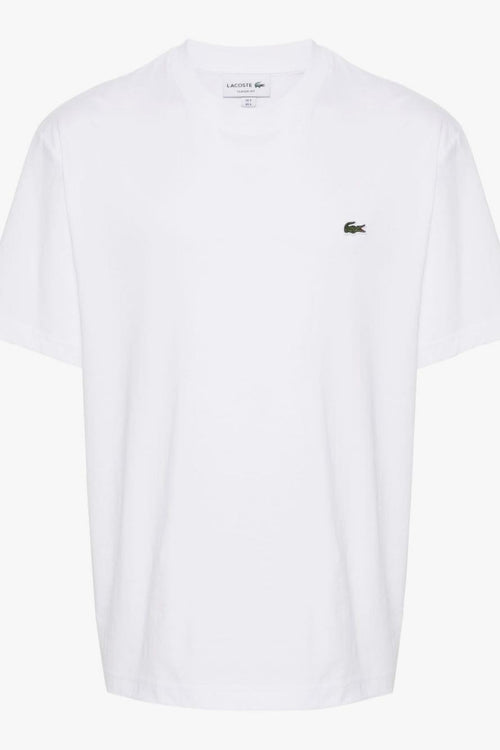 T-shirt Bianco Uomo Ricamo Coccodrillo