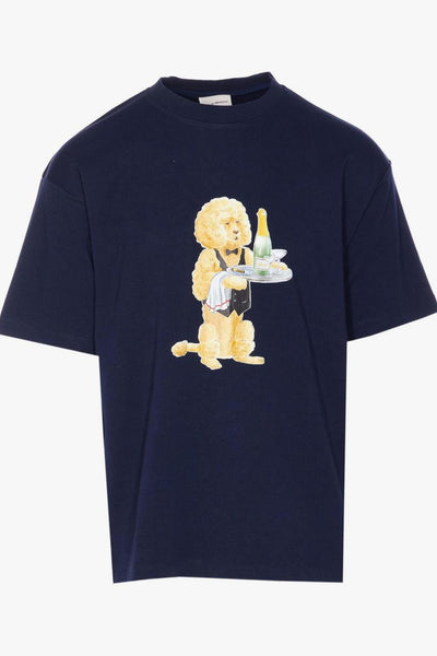 Uomo T-shirt Blu Stampa Cagnolino