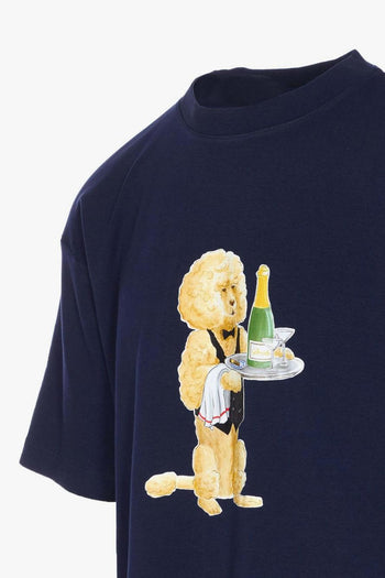 Uomo T-shirt Blu Stampa Cagnolino - 4