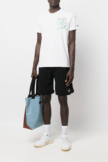 Saint Barth Uomo T-shirt Bianco Ricamo Gin Tonic Bicchiere - 2