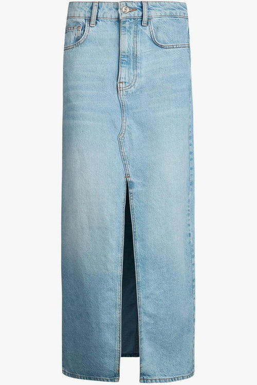 Gonna Donna Longuette in Denim con Spacco Frontale