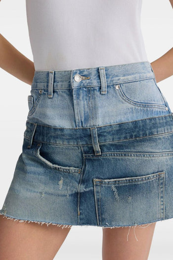 Minigonna Donna in Denim Patchwork - 5