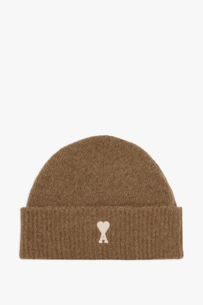 Ami Paris Cuffia Uomo Accessori Marrone Ricamo Cuore