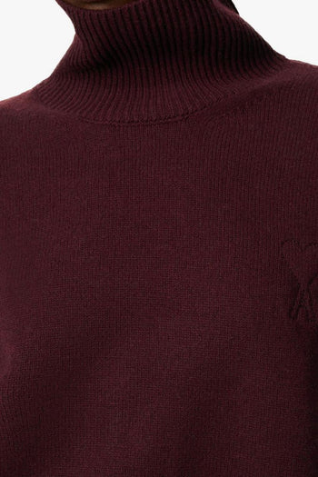 Ami Paris Collo Alto Uomo Maglia Bordeaux - 5