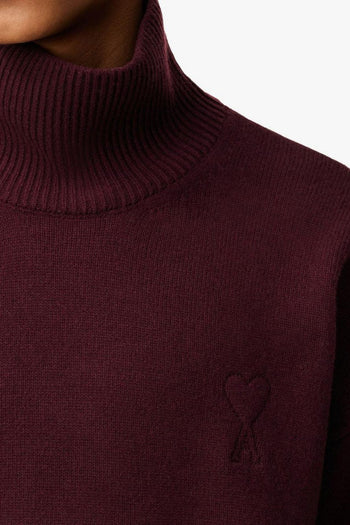 Ami Paris Collo Alto Uomo Maglia Bordeaux - 6