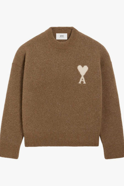 Ami Paris Felpa Marrone Uomo Ami de Coeur