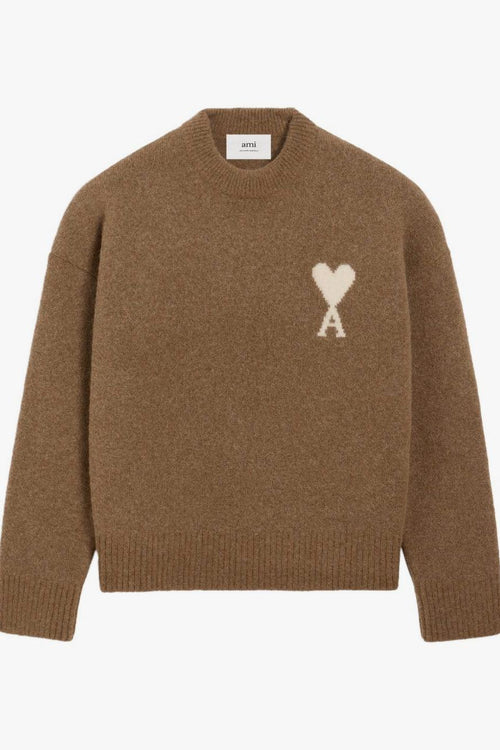 Ami Paris Felpa Marrone Uomo Ami de Coeur