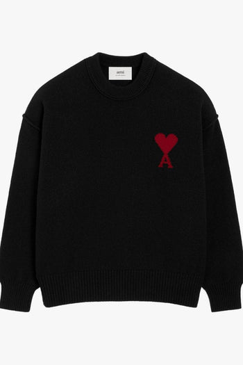 Ami Paris Maglia Nero Uomo Logo Cuore ad Intarsio - 5