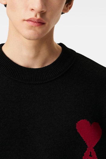Ami Paris Maglia Nero Uomo Logo Cuore ad Intarsio - 4