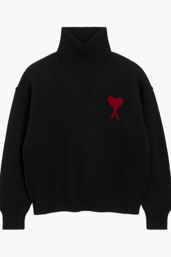 Ami Paris Collo Alto Uomo Maglia Nero - 5