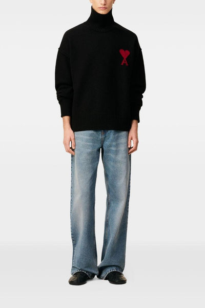 Ami Paris Collo Alto Uomo Maglia Nero