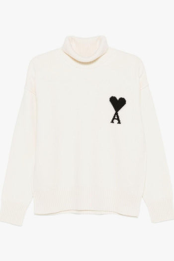 Ami Paris Collo Alto Uomo Maglia Bianco - 5