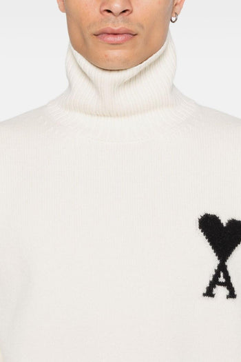 Ami Paris Collo Alto Uomo Maglia Bianco - 4