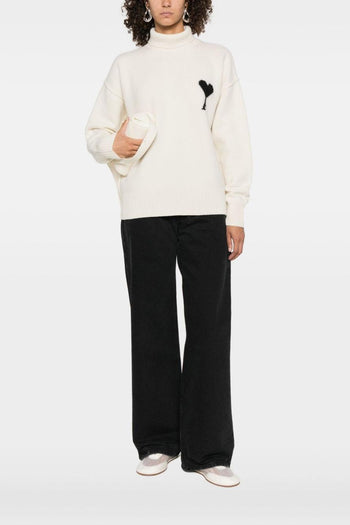 Ami Paris Collo Alto Uomo Maglia Bianco - 2