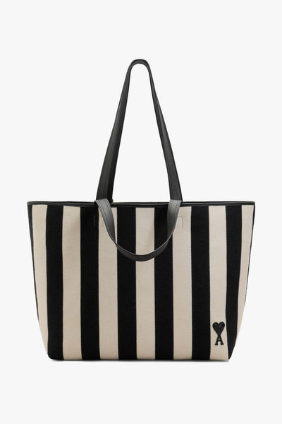 Ami Paris Borsa Righe Uomo Bianco-Nero