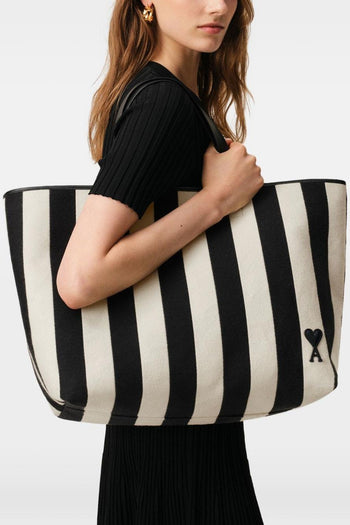 Ami Paris Borsa Righe Uomo Bianco-Nero - 2