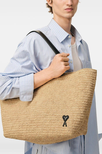 Ami Paris Borsa Ami De Coeur Large Uomo Naturale-Nero - 2