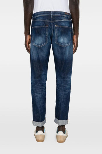 Jeans Blu Uomo con Risvolto - 3