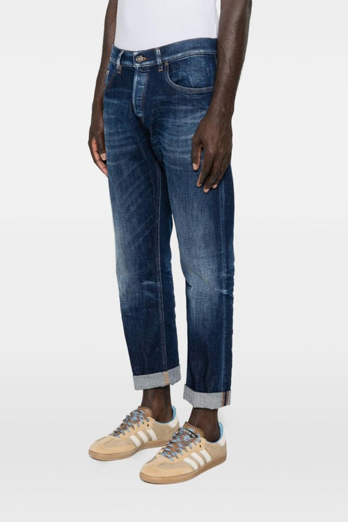 Jeans Blu Uomo con Risvolto