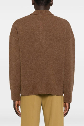 Ami Paris Polo Uomo Polo Marrone Logo Cuore Bianco - 3