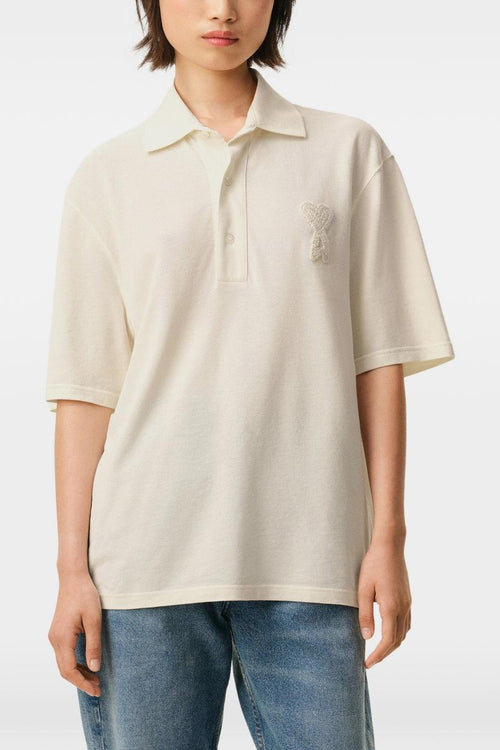 Ami Paris Polo Logo Cuore Uomo Bianco