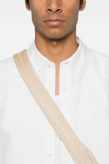 Ami Paris Uomo Camicia Bianco Micro Ricamo Cuore Bianco - 4