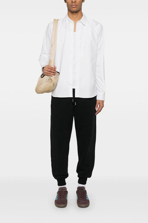 Ami Paris Uomo Camicia Bianco Micro Ricamo Cuore Bianco