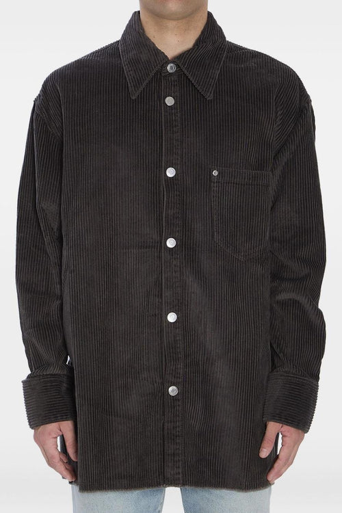 Ami Paris Camicia Grigio Uomo a Costine