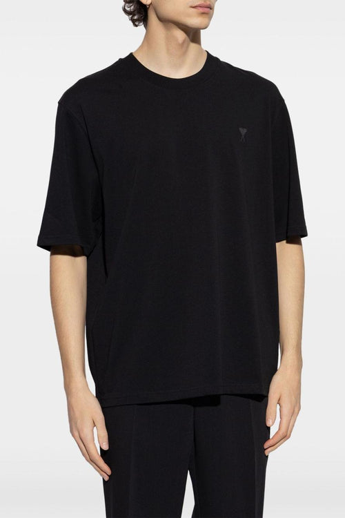 Ami Paris Uomo T-shirt Nero Cuore sul Petto