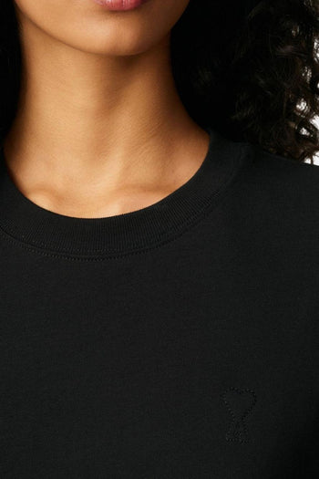 Ami Paris T-shirt Uomo Nero Cuore Tono su Tono - 6