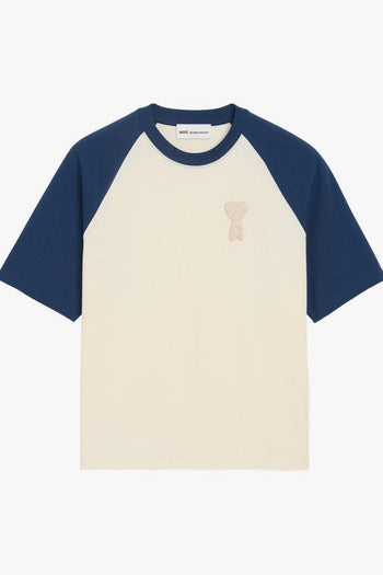 Ami Paris T-Shirt Bicolore Uomo Bianco-Blu - 5