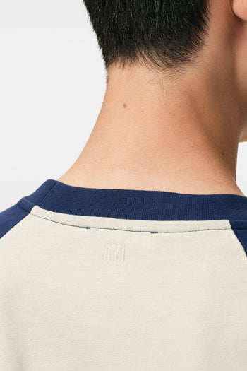 Ami Paris T-Shirt Bicolore Uomo Bianco-Blu - 4