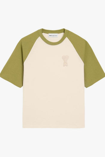 Ami Paris T-Shirt Bicolore Uomo Bianco-Verde - 5