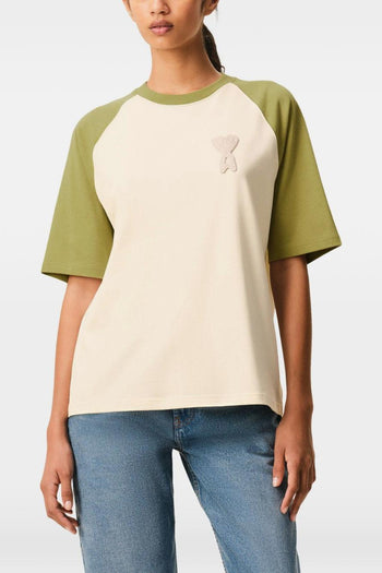 Ami Paris T-Shirt Bicolore Uomo Bianco-Verde - 2
