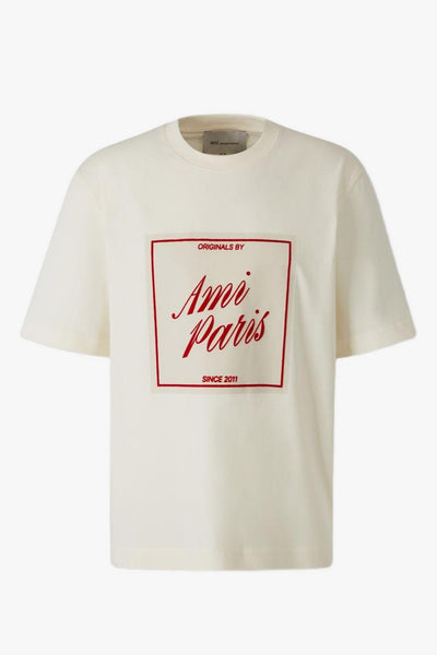 Ami Paris T-Shirt Stampa Logo Uomo Bianco