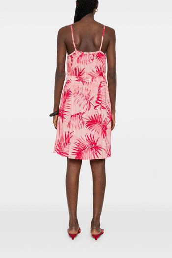 Abito Corto Donna Fantasia Foglie Rosa - 2