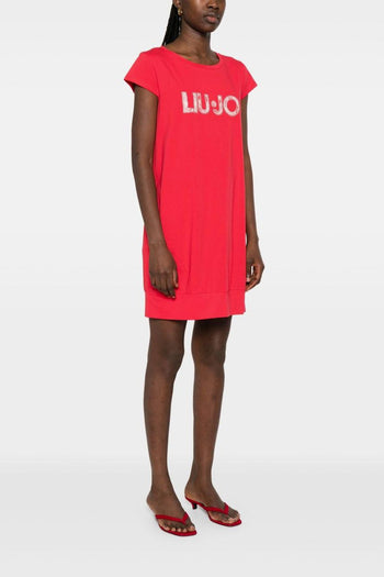 Abito T-shirt Donna Rosso con Logo - 4